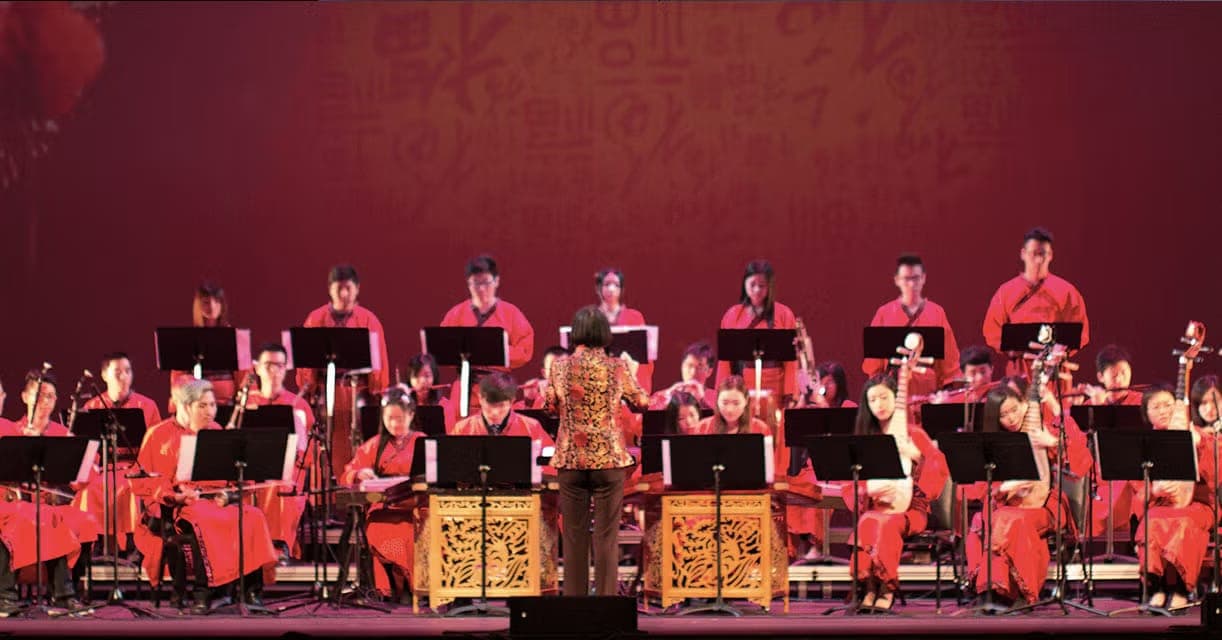 Chinese music ensemble performing together