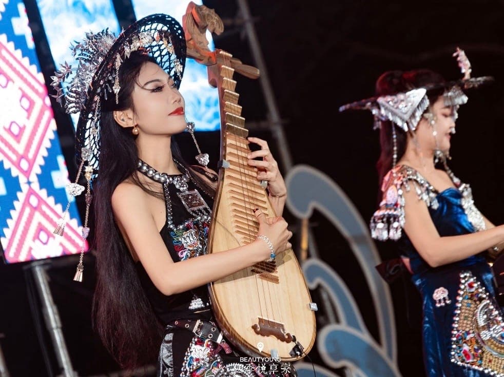Pipa artist performing on stage